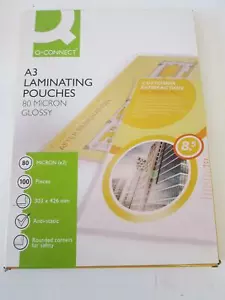 Qconnect A3 Glossy Laminating Pouches 80x2 (160) micron Pack of 100 - Picture 1 of 1