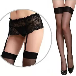 Set calze autoreggenti sexy con reggicalze velate da donna intimo lingerie pizzo - Foto 1 di 9