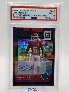 2022 Panini DONRUSS OPTIC🔥BRYAN COOK🔥AUTO /25🔥BLACK PANDORA PRIZM RC PSA 9