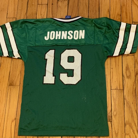 Vintage Green Keyshawn Johnson New York Jets #19 Champion Jersey Youth MED 10-12 Cover