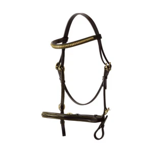 Hy Equestrian In-Hand Bridle With Brass Clencher Browband & Fancy Stitching - Picture 1 of 3