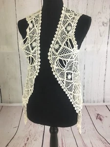 Bongo Women's Juniors Sweater Size Medium Tan Sleeveless See through pattern - Picture 1 of 5