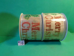 Christmas Ribbon w/Wire Edges, 2.5"x 48ft. Christmas/Holly 2 x 24ft.=2.5 x 48ft. - Picture 1 of 5