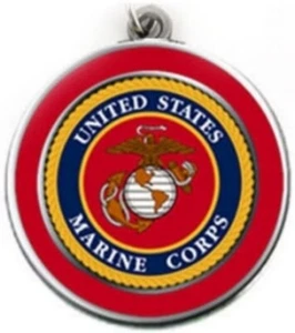 Marine Corps Necklace UNITED STATES w Engravable Back on Black Cord w Beads USMC - Picture 1 of 2