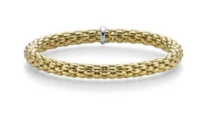 Armband 585 Gold elastisch Gelbgold 14 Karat Länge 20 cm Ø 6 mm Himbeere - Bild 1 von 1