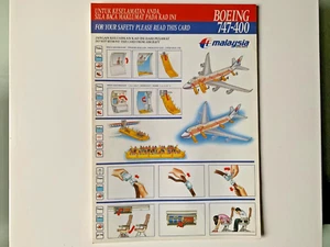 MALAYSIA AIRLINES 747-400 Safety Card Safety Card (version 1) - Picture 1 of 2