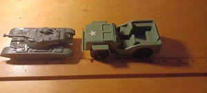 Vintage TimMee Made In USA Jeep And Made In Hong Kong Tank Plastic Toys - Picture 1 of 4