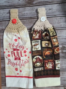 Kitchen Hand Towels, Crocheted Top You Pick Design(s), Handmade, Gifts - Picture 1 of 10
