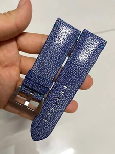 Genuine Leather Skin Watch Strap Band  Navy blue  size 24mm/22mm - Picture 1 of 12