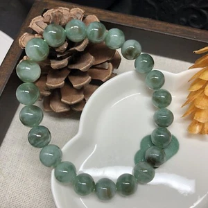 8.6mm Grade A Translucent Scatter Flower Yellow Green Bead Jade Jadeite Bracelet - Picture 1 of 5