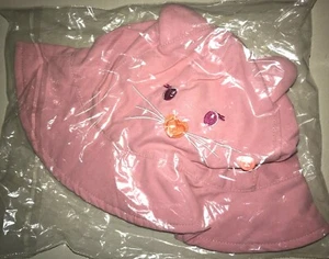 girls 12/24 month NEW NIP soft pink KITTY CAT SUMMER HAT cotton FACE on it cute - Picture 1 of 1
