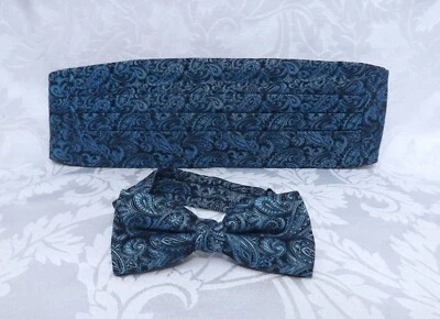 NUEVO Juego de pajarita y pajarita azul cachemira Foto 1 de 4