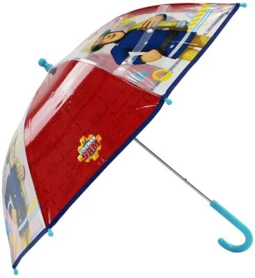 Feuerwehrmann Sam Kinder Regenschirm für Jungen Stockschirm rot transparent
