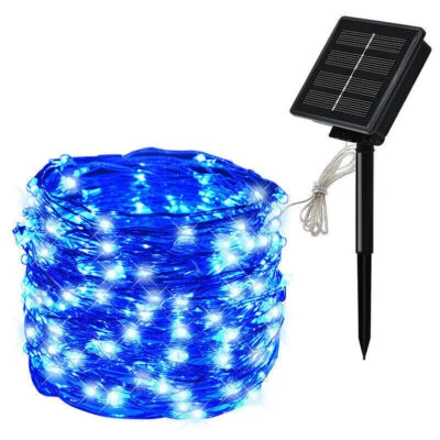 100LED Blue Solar Fairy Lights Outdoor Solar String Lights Christmas Garden Xmas - Image 1 of 4