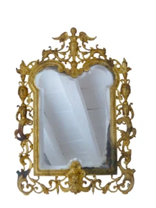 Wunderschöner großer antiker französischer Bronze Spiegel von 1880 selten Engel & Maskaron Köpfe - Bild 1 von 21