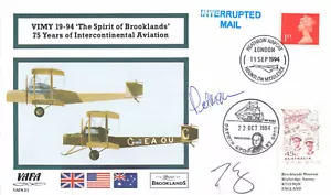 (103775) PILOTOS FIRMADO VIMY Spirit of Brooklands GB / Austalia Cubierta 1994 - Imagen 1 de 2
