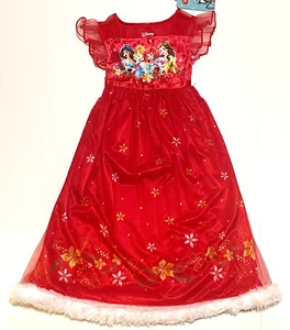 Nwt New Disney Princess Christmas Fantasy Nightgown Pajamas Costume Velvet Girl - Picture 1 of 9