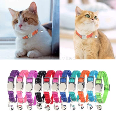 Personalised Cat Collar Custom Name / Number Bell Safe Buckle 11 Colors - image 1 of 4