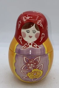 Vintage Keramik verschachtelte Puppe 2er Set, Anthropologie, H5,5 ", H4,75". - Bild 1 von 7