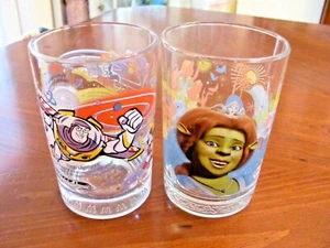 2  McDONALD'S  HEAVY COLLECTIBLE GLASSES 'BUZZ LIGHTYEAR & SHREK THE THIRD EXC - Picture 1 of 12