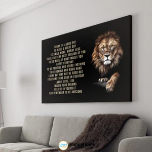 Lion Wall Art Today is a Good Day Motivational Inspirational Poster Office Decor - Picture 1 of 16