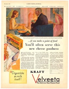 Druckanzeige Kraft Velveeta Käse Essen 1930 Vintage Küche Kunst 10,5"x13,5" - Bild 1 von 1