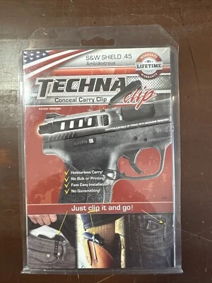 Techna Concealed Carry Clip- Smith & Wesson Shield .45 Acp Pistol-Fast Ship- F8 - Image 1 of 3