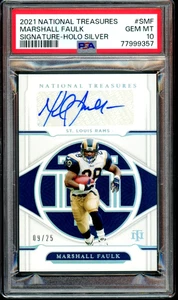 National Treasures Holo Silver Marshall Faulk 2021 automático/25 PSA 10 GEMAS COMO NUEVO PATIO - Imagen 1 de 2