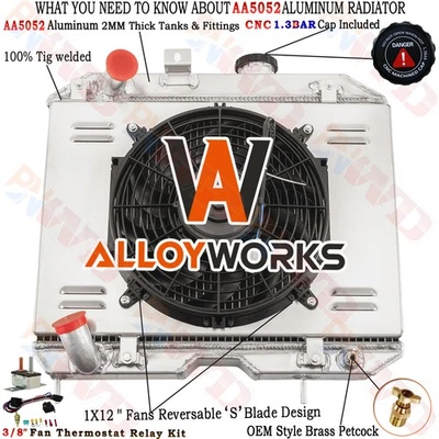 3 Row Radiator Shroud Fan For 1941-1952 1950 Jeep Willys MB/CJ-2A/M38/Ford GPW Foto 1 de 4