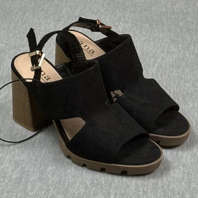 Sandalias ANA A New Day para mujer 8,5 negras de gamuza con tiras tacón bloque elegantes clásicas Foto 1 de 4