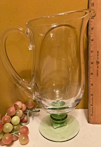 Waterford Marquis Glass Jug Bermuda Footed Crystal Pitcher Green Stem 10"H NEW - Picture 1 of 6