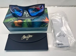 NEU Maui Jim Peahi MJ0202S-004 polarisiert blau Hawaii Spiegel Halstuch matt schwarz - Bild 1 von 7