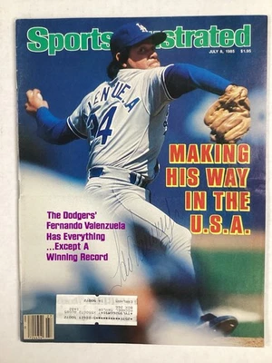 Fernando Valenzuela Signed Sports Illustrated 7/8/85 LA Dodgers Autograph JSA - Image 1 of 4
