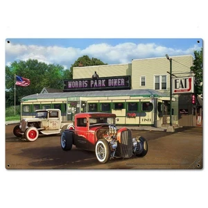 Cartel de chapa Diner and Rat Rods Diner Rat Rods EE. UU. Restaurante Hamburguesas y papas fritas... - Imagen 1 de 1