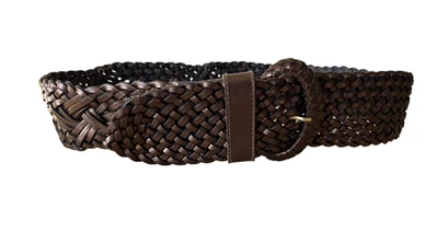 CINTURÓN TRENZADO ANCHO CUERO BRONCE VINTAGE NEIMAN MARCUS HECHO EN ITALIA MUJER GRANDE Foto 1 de 3