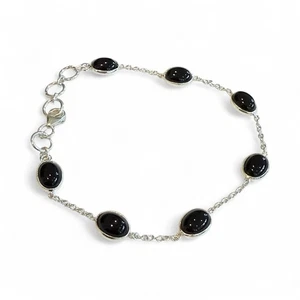 Sterling Silver Black Onyx Floating Tennis Bracelet New - Picture 1 of 3