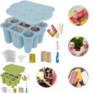 Silicone Popsicle Molds 9 Pieces Homemade Popsicle Molds with 3 Shape stBAS - Picture 1 of 22