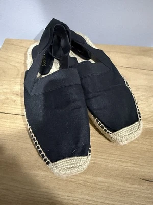 Lauren Ralph Lauren Brooklynne Espadrille Slingback Wedge Sandals Black Sz 8 B I - Image 1 of 4