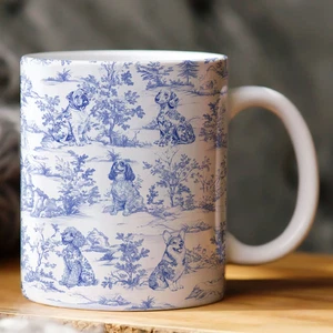 Dog Lover Toile De Jouy French Style - Personalized Mug - Picture 1 of 5