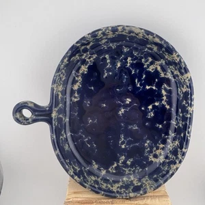 Vintage Bennington Potters Bistro Plate w/ Handle Pottery Marked 1897 dg Blue - Picture 1 of 11