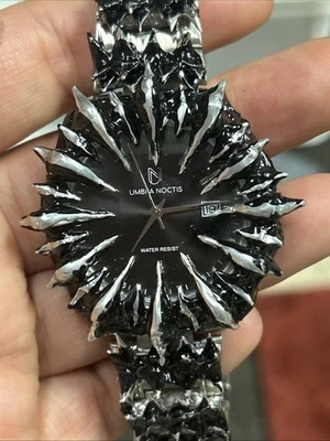 Umbra Noctis Unique Spiked Silver Watch with Stainless Steel Band - Image 1 of 4