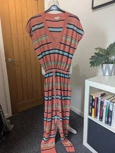 Kilky Paris Women's Summer Jumpsuit One Size (Fits 14โ18) Striped Sparkly Knit - Picture 1 of 6