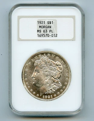 1921 Morgan Silver Dollar $1 NGC MS63 PL -  Old Fatty Holder - Image 1 of 2