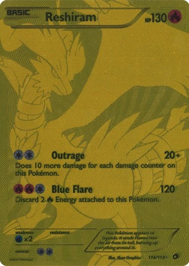 Heavy Play x 1 Reshiram - 114/113 - Secret Rare Legendary Treasures - Image 1 of 1