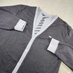 Vans Cardigan Sweater Men XL Preppy Academia Skater Off The Wall Gray Academy  - Picture 1 of 9