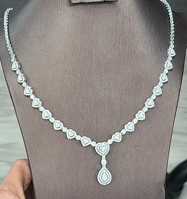 OFERTA! COLLAR GOTA 3,75 CTW DIAMANTE RACIMO GENUINO DAMAS ORO BLANCO 14K 18" Foto 1 de 4