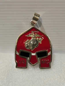 USMC Marine Corps Ooh Rah Challenge Coin PENDANT 925 Silver Bail - Picture 1 of 7