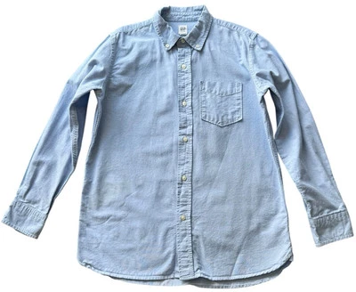 Gap Kids Button Down Shirt Boys Size 12 Light Blue Chambray Cotton Long Sleeve - Image 1 of 4