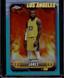 2024-25 Topps Chrome Aqua Refractors #22 LeBron James 10/199 - Picture 1 of 2