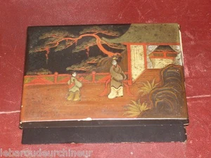 Box Antique China 19èmes Early 20èmes Painted Signature Asian Box - Picture 1 of 1